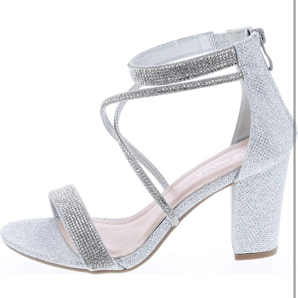 Women’s Top Moda Rosa 66 Rhinestone Heels Brand New in Box US Size 11 Silver - Picture 3 of 10